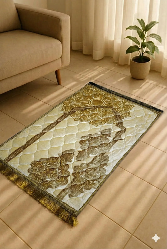 Cream Gold Quilted Prayer Mat